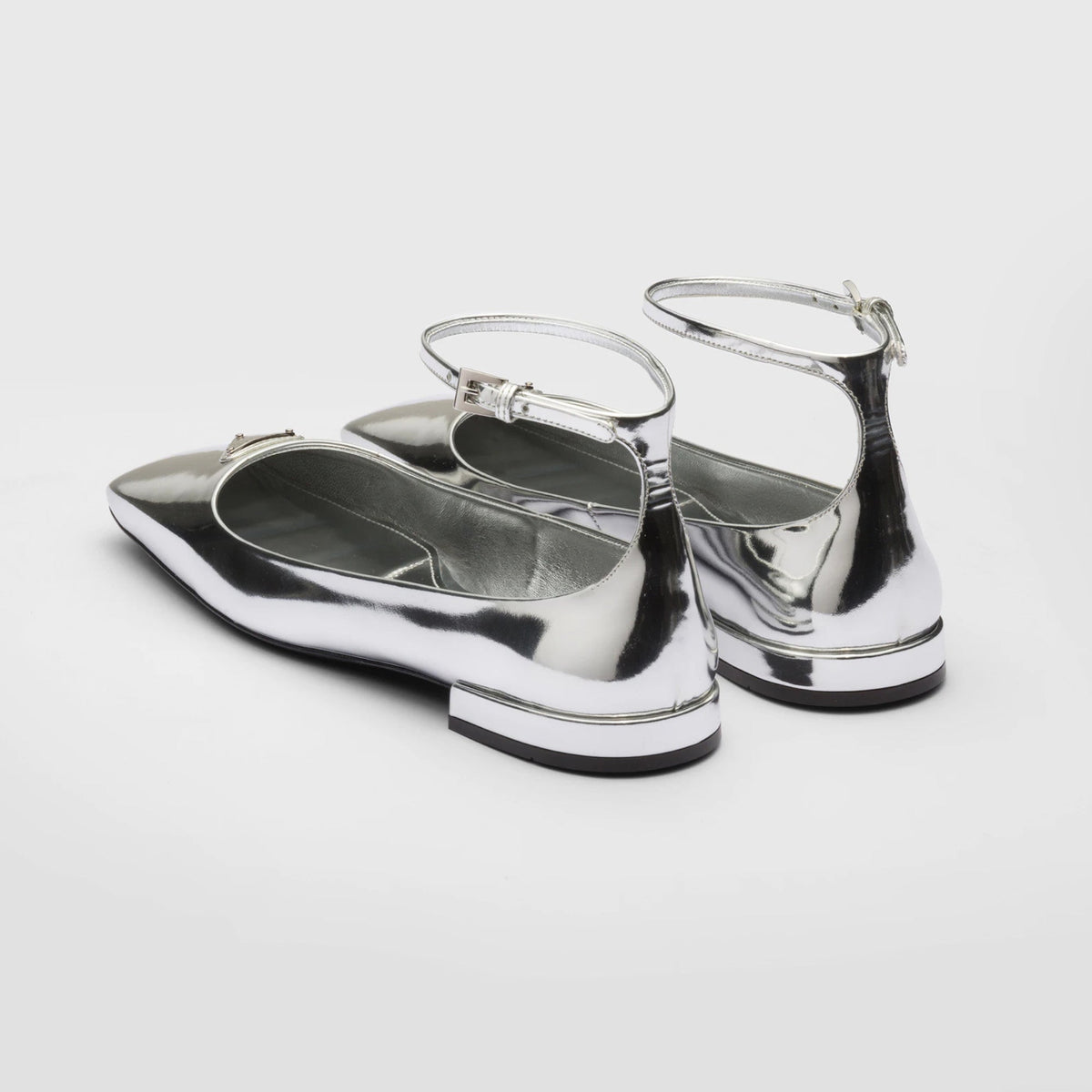 Metallic leather ballerinas