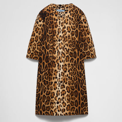 Single-breasted animal print drill coat