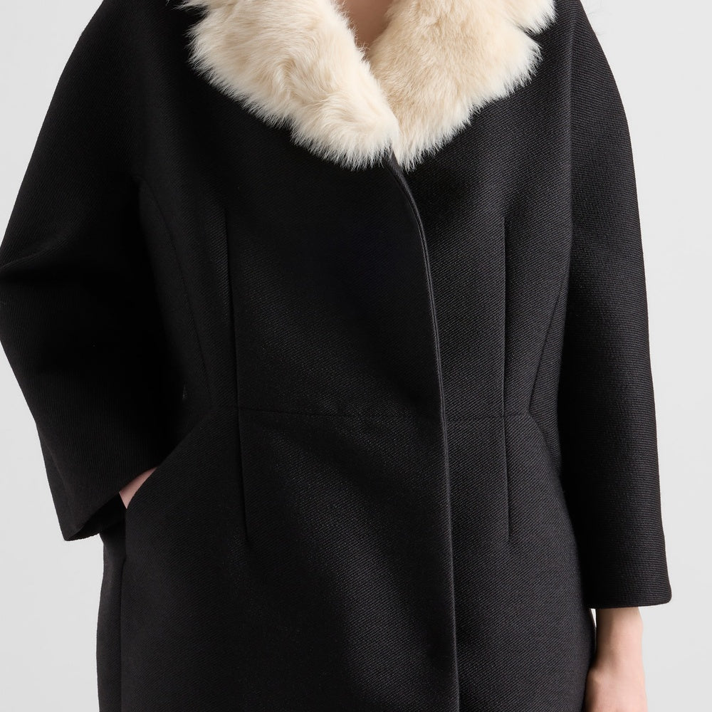 Double-breasted granité twill caban jacket