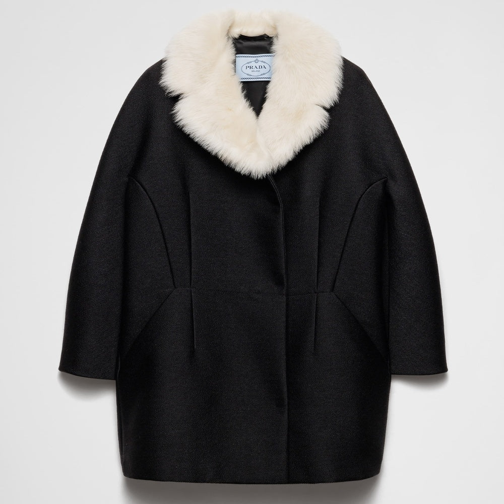 Double-breasted granité twill caban jacket