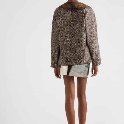 Single-breasted printed drill caban jacket