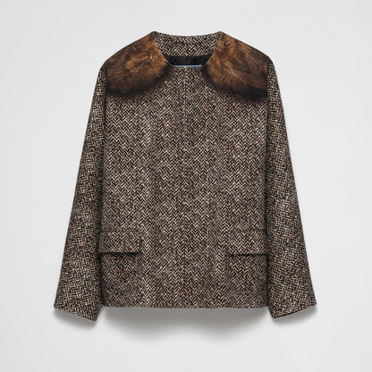Single-breasted printed drill caban jacket