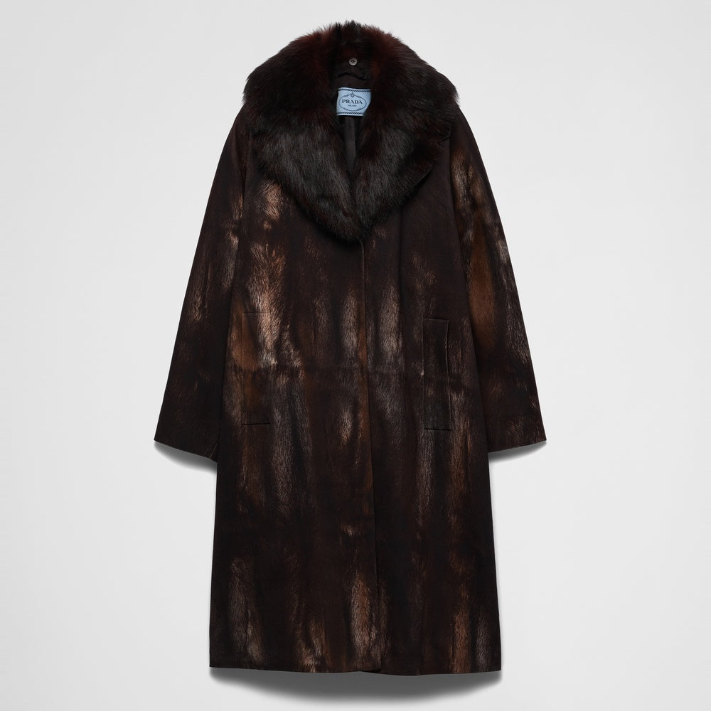 Single-breasted printed drill coat
