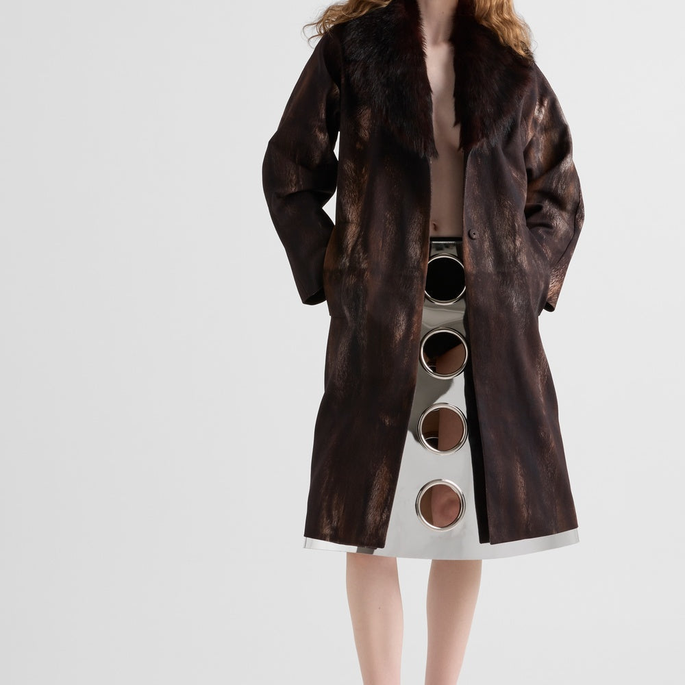 Single-breasted printed drill coat