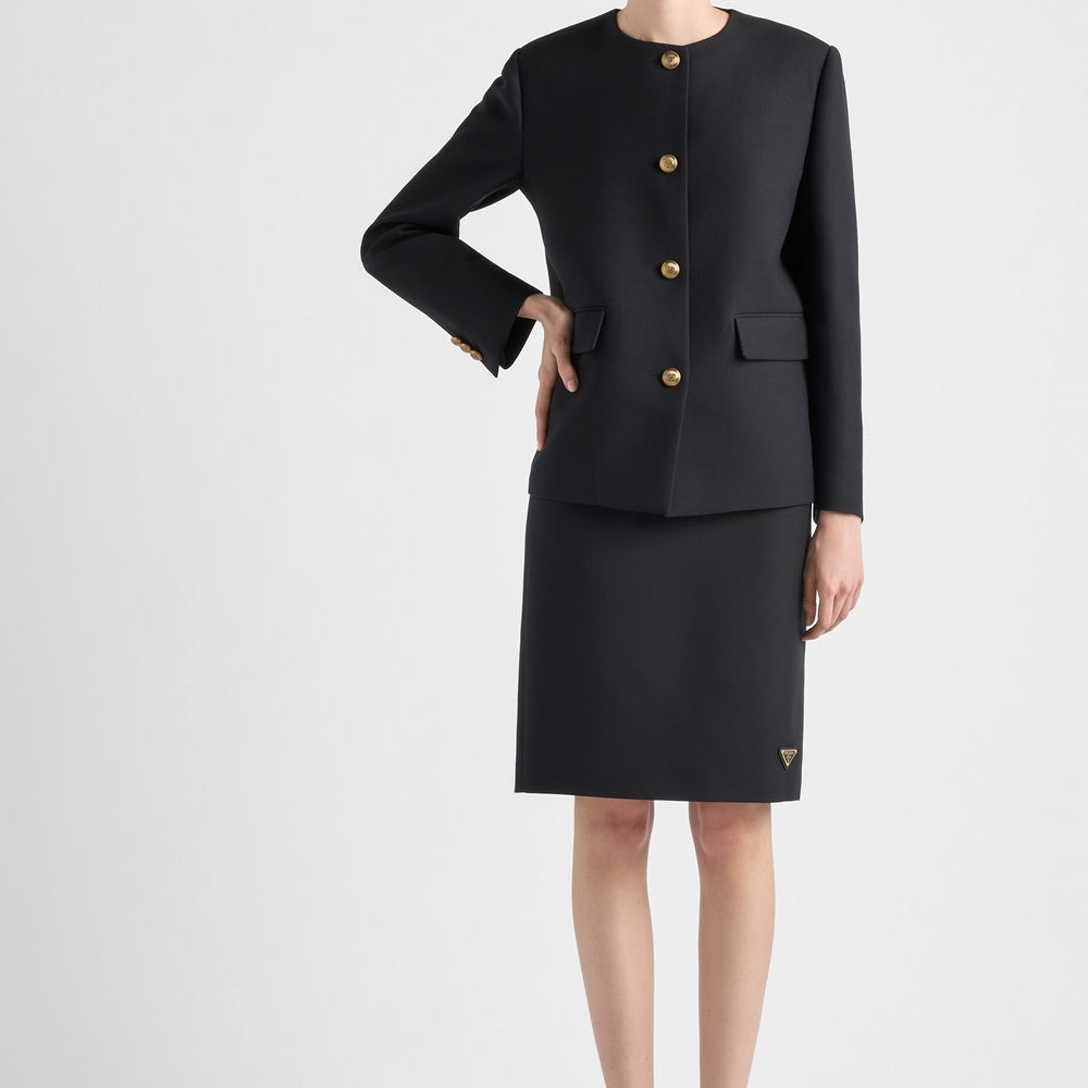 Single-breasted tricotine jacket