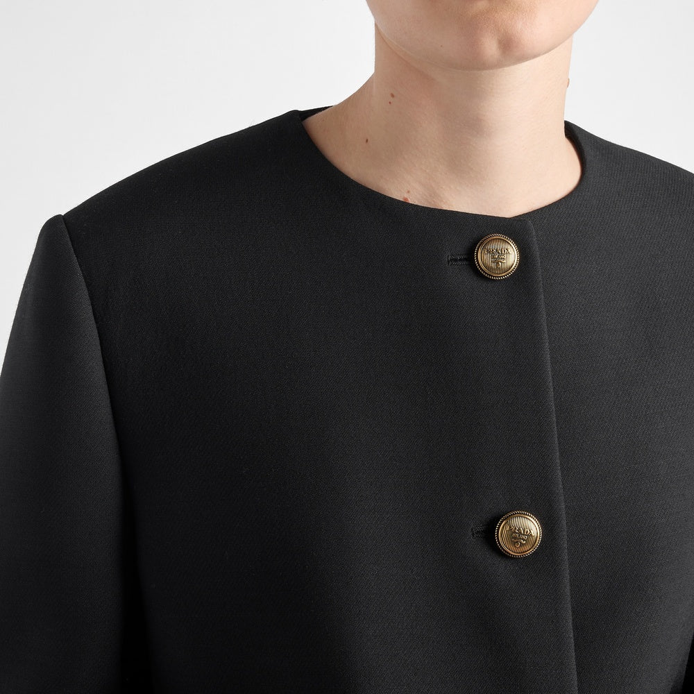 Single-breasted tricotine jacket