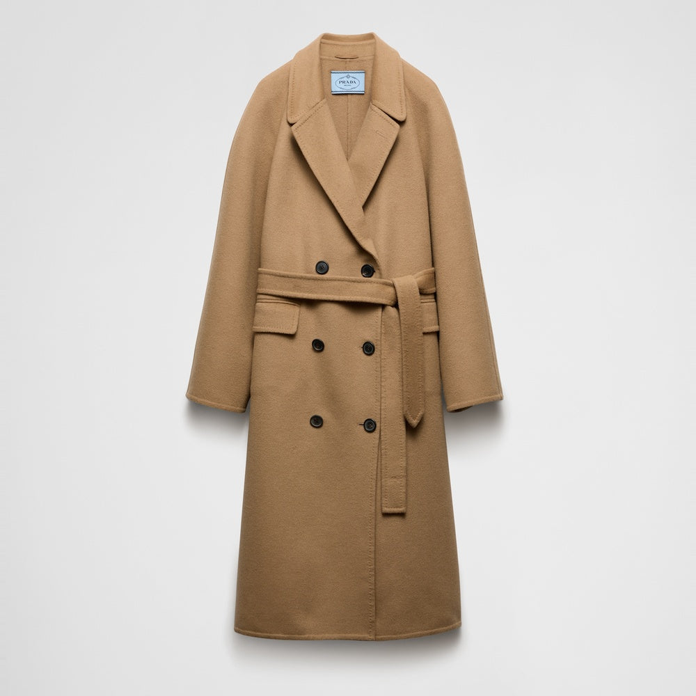 Double-breasted cashgora coat