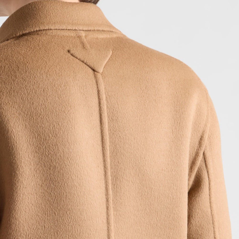 Single-breasted cashgora coat