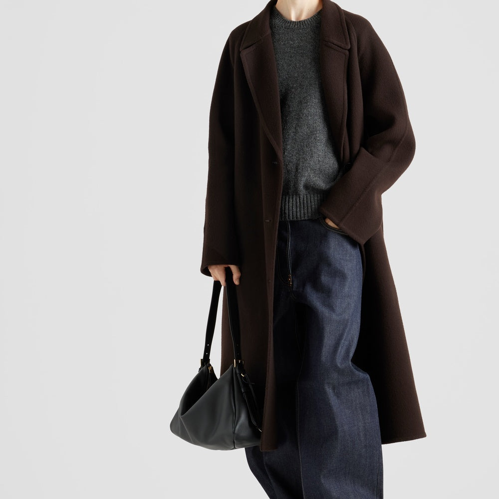 Single-breasted cashgora coat