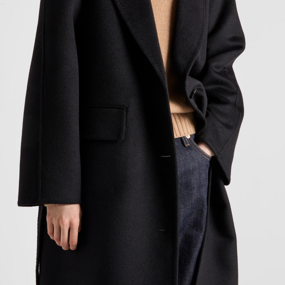 Single-breasted cashgora coat