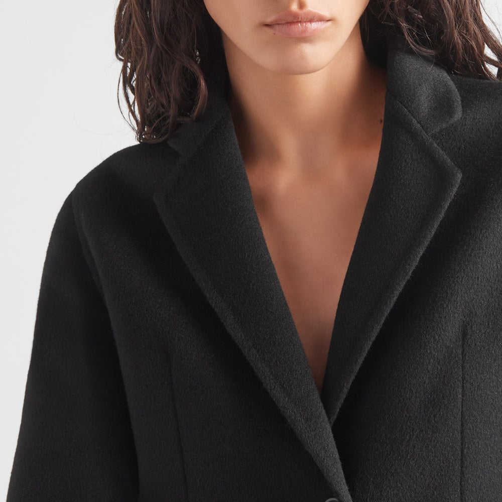 Single-breasted cashgora coat