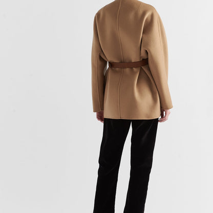 Single-breasted double wool caban jacket