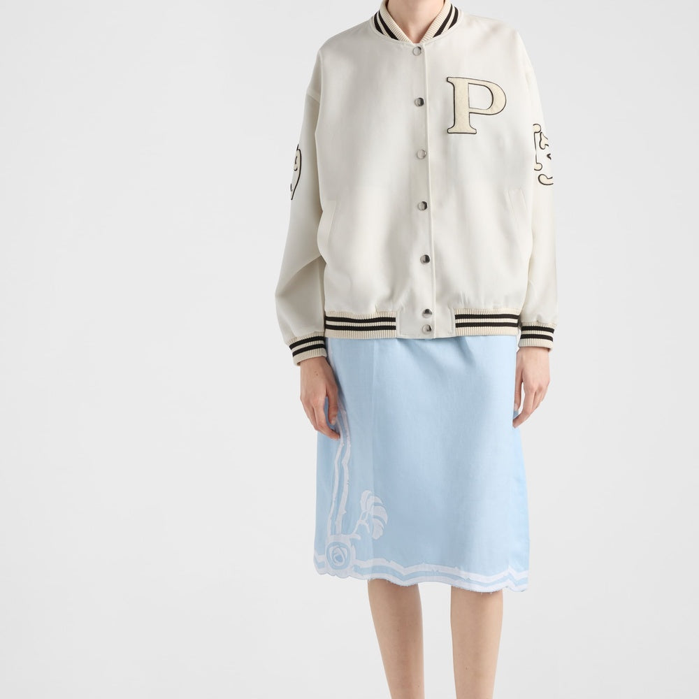 Kid mohair bomber jacket with patches