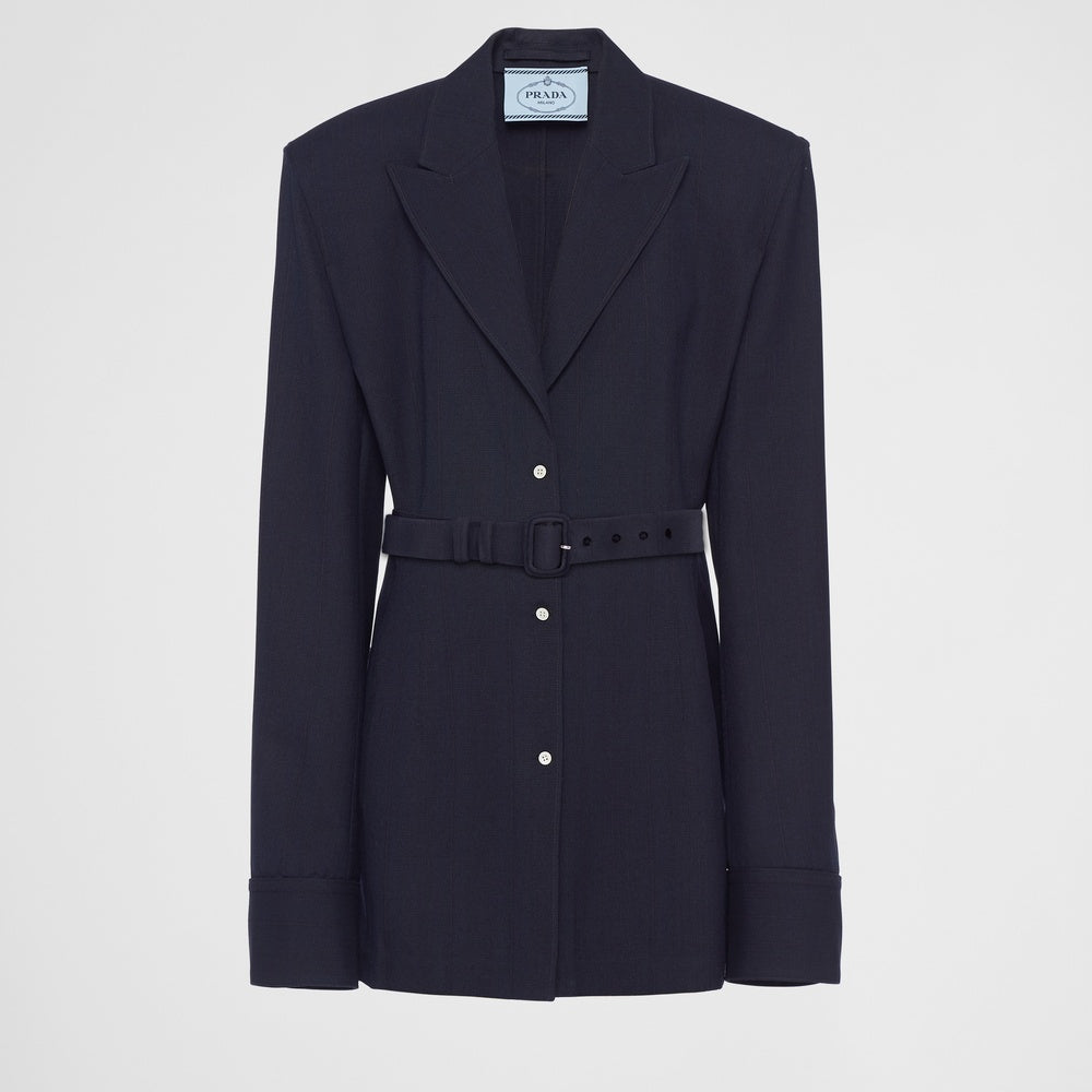 Single-breasted pinstripe wool jacket