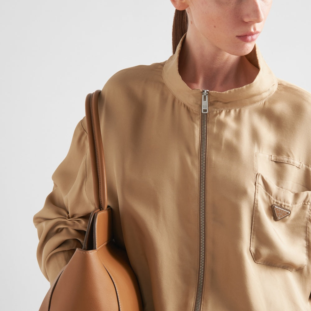 Silk twill blouson jacket