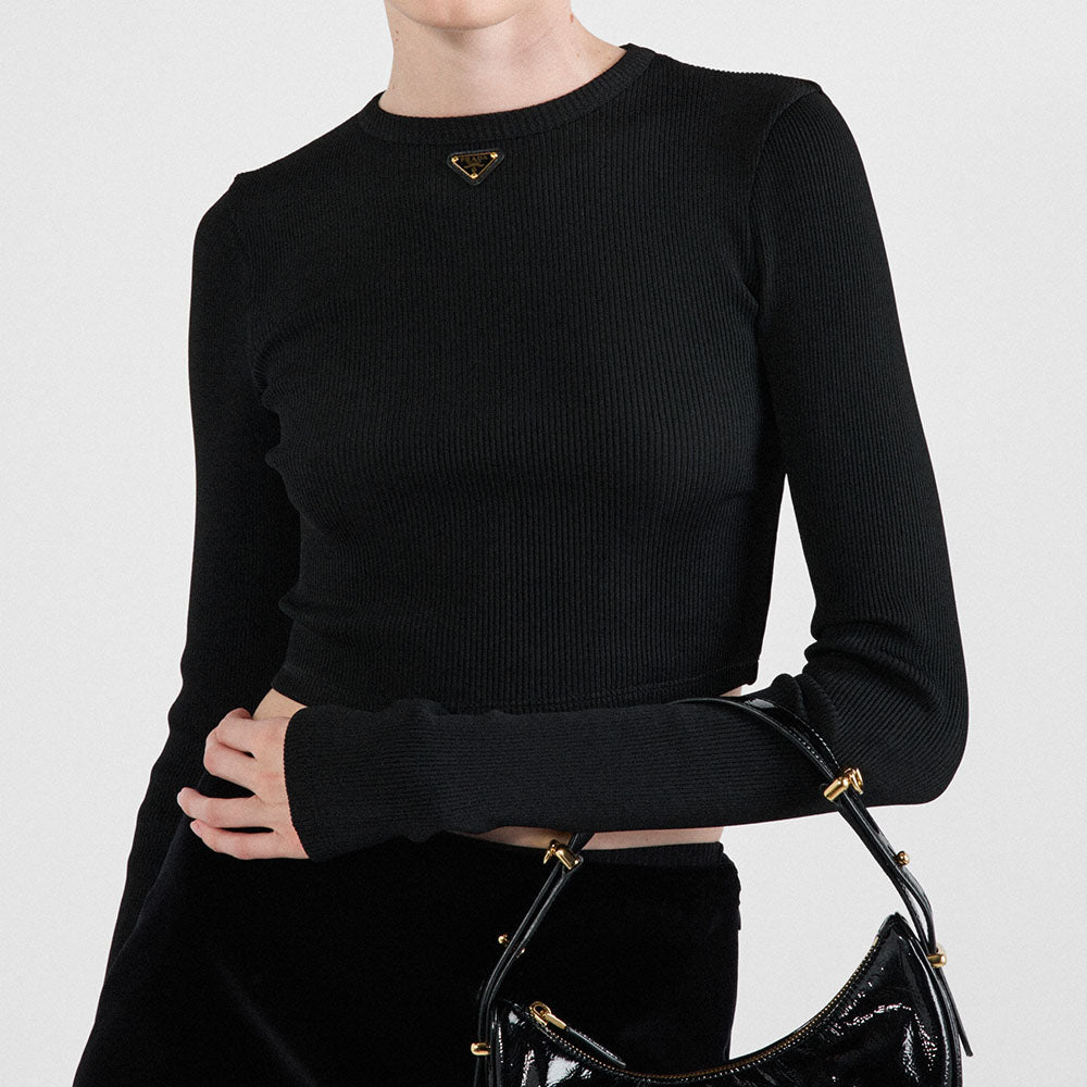 Ribbed knit jersey top