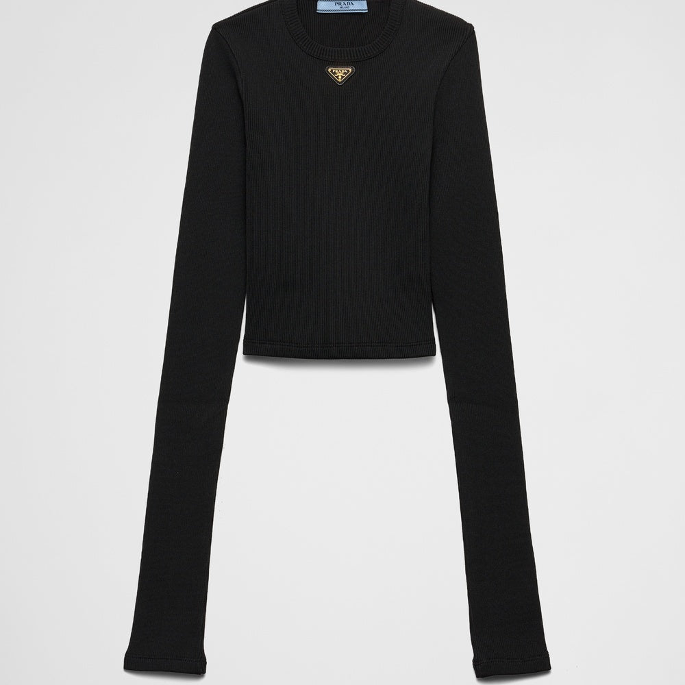 Ribbed knit jersey top