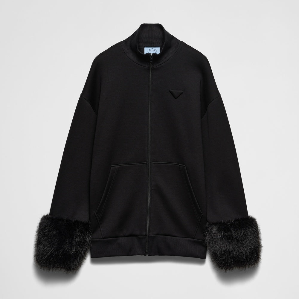 Double fleece high-neck blouson