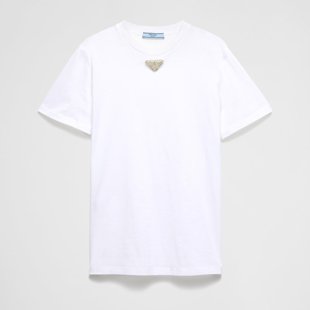 Jersey T-shirt with embroidered triangle