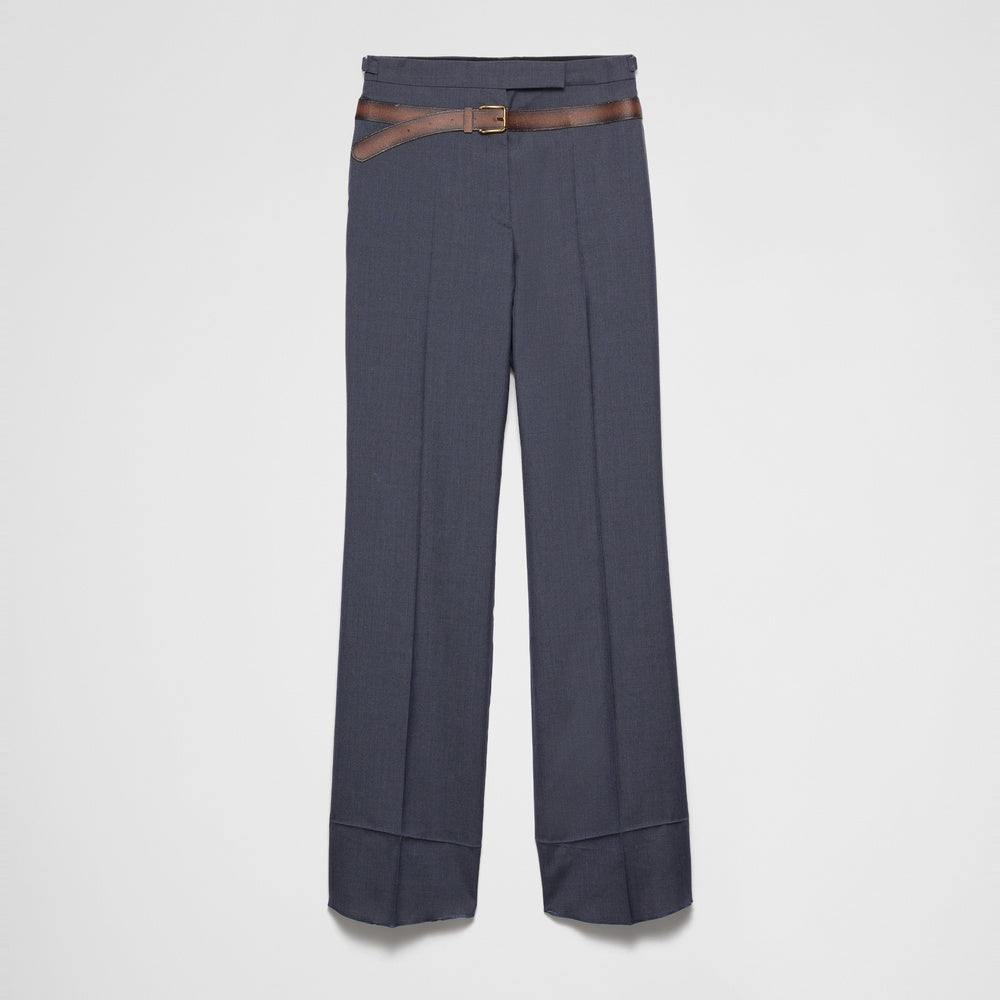Silk and mohair pants with printed belt