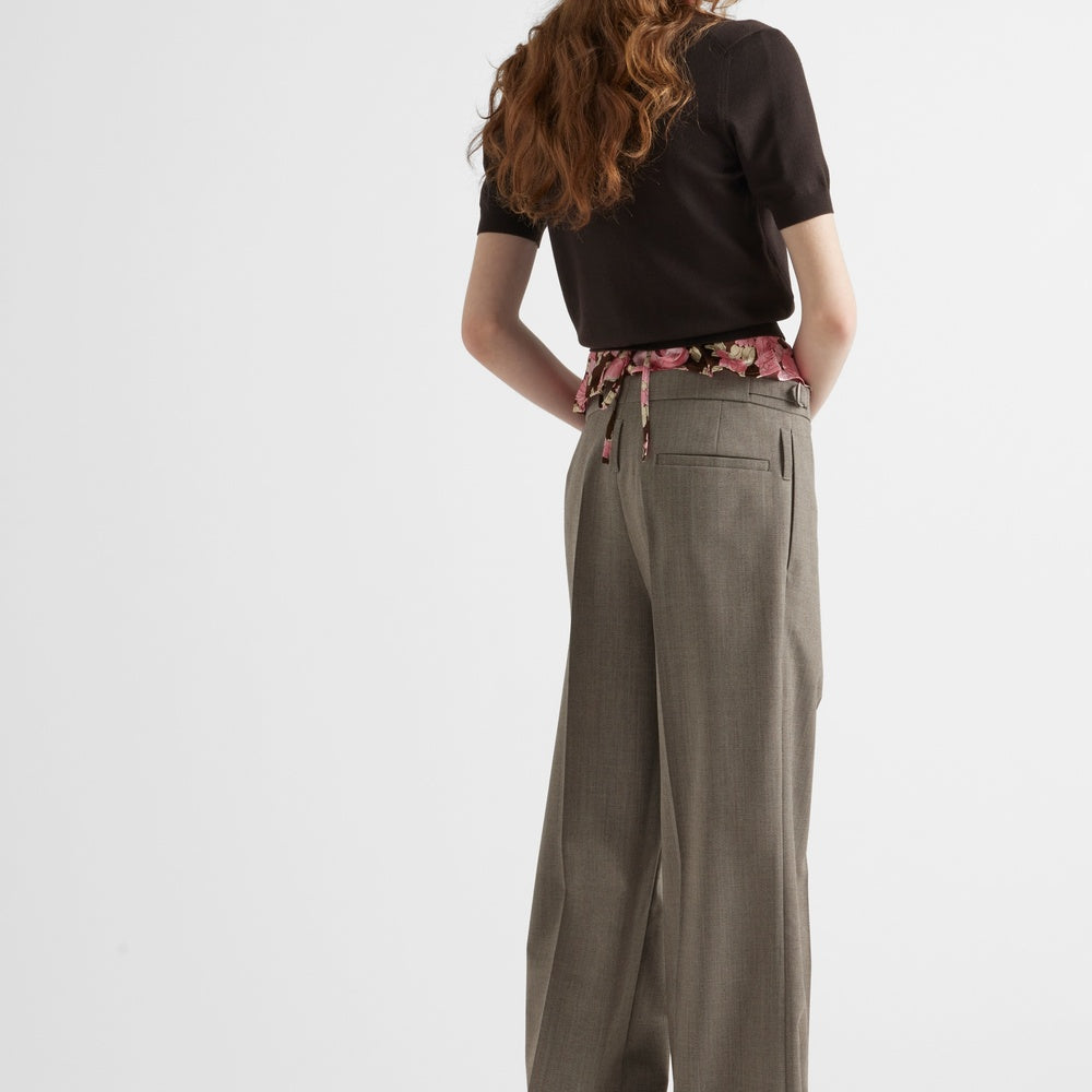 Technical wool pants with belt