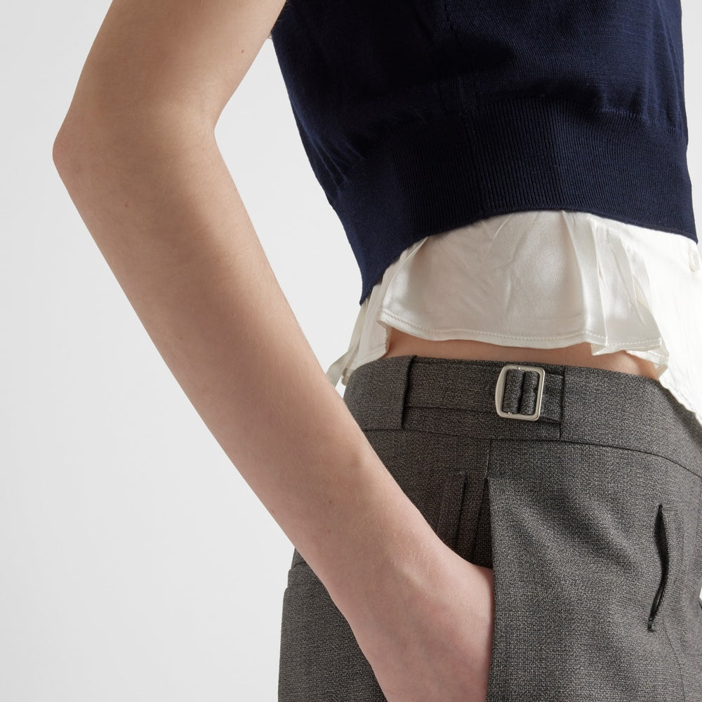 Technical wool pants with belt