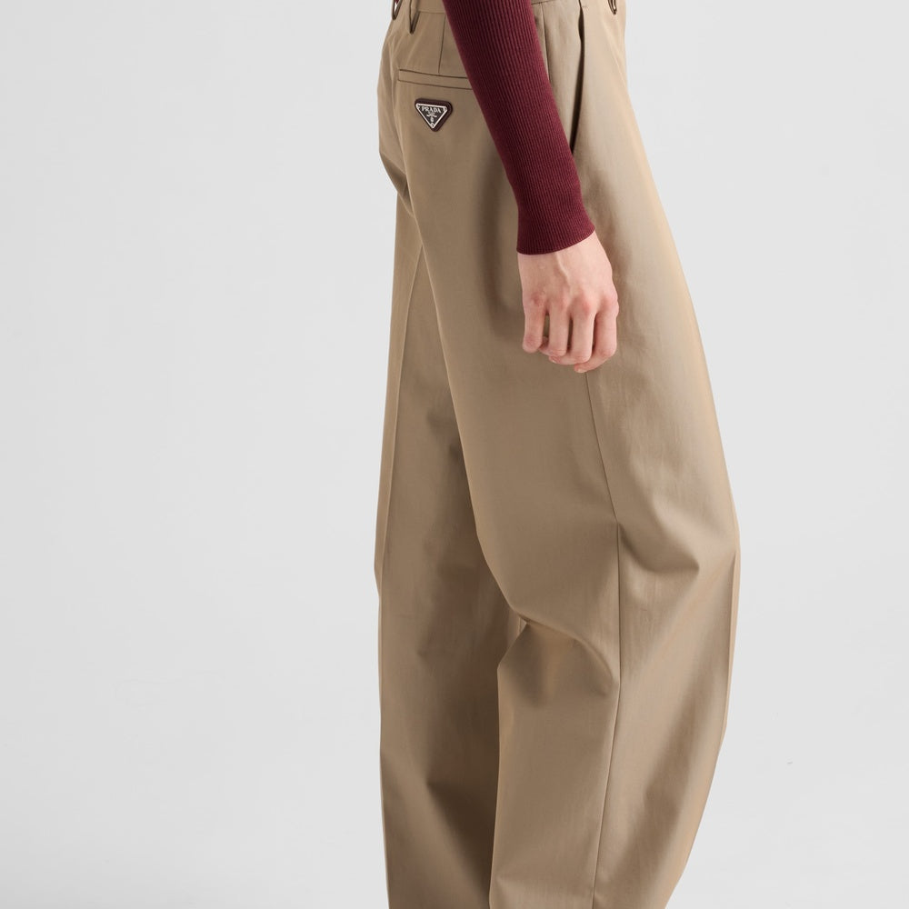 Twill pants with leather belt