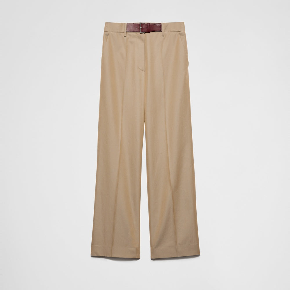Twill pants with leather belt