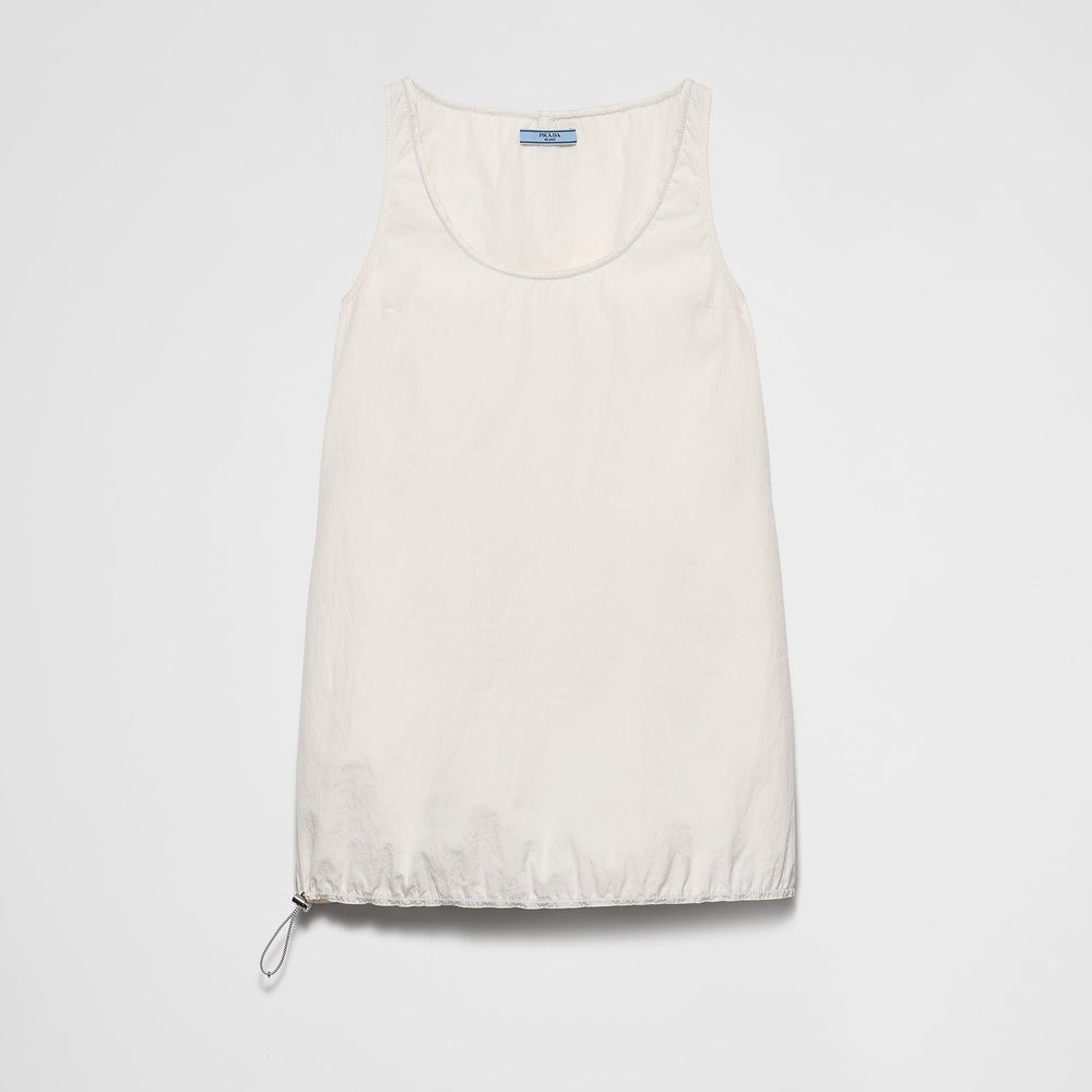 Sleeveless technical pongé mini-dress