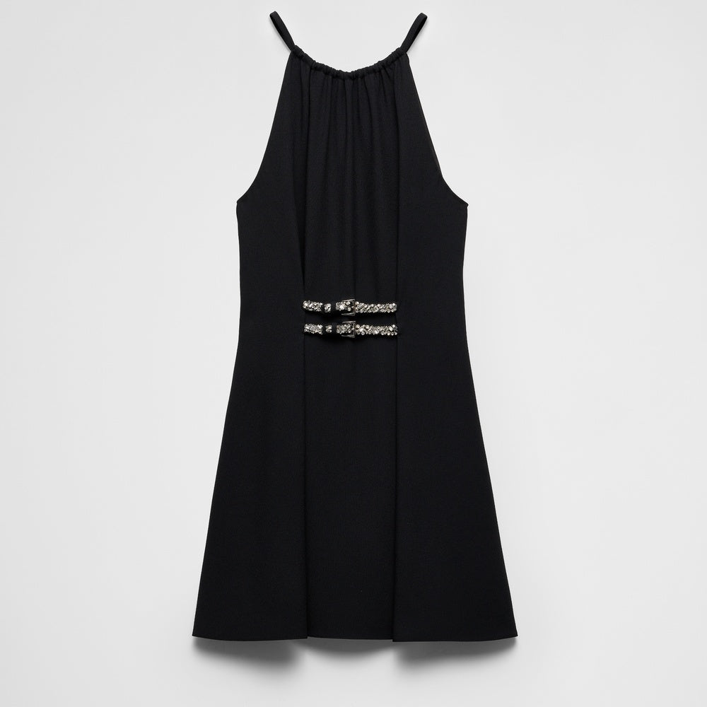Embroidered sablé mini-dress