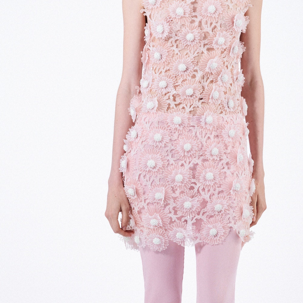 Guipure short dress with Dahlia embroidery