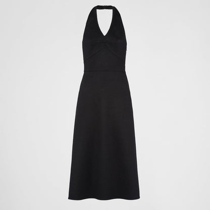 Double cashmere halter midi-dress