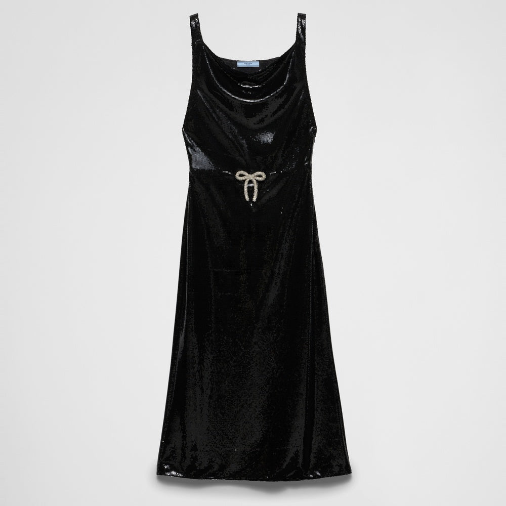 Sequined jersey satin dress