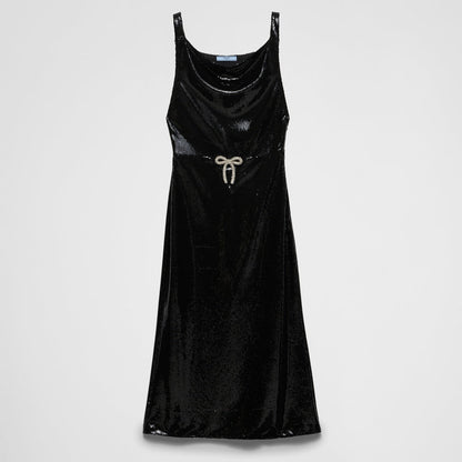 Sequined jersey satin dress
