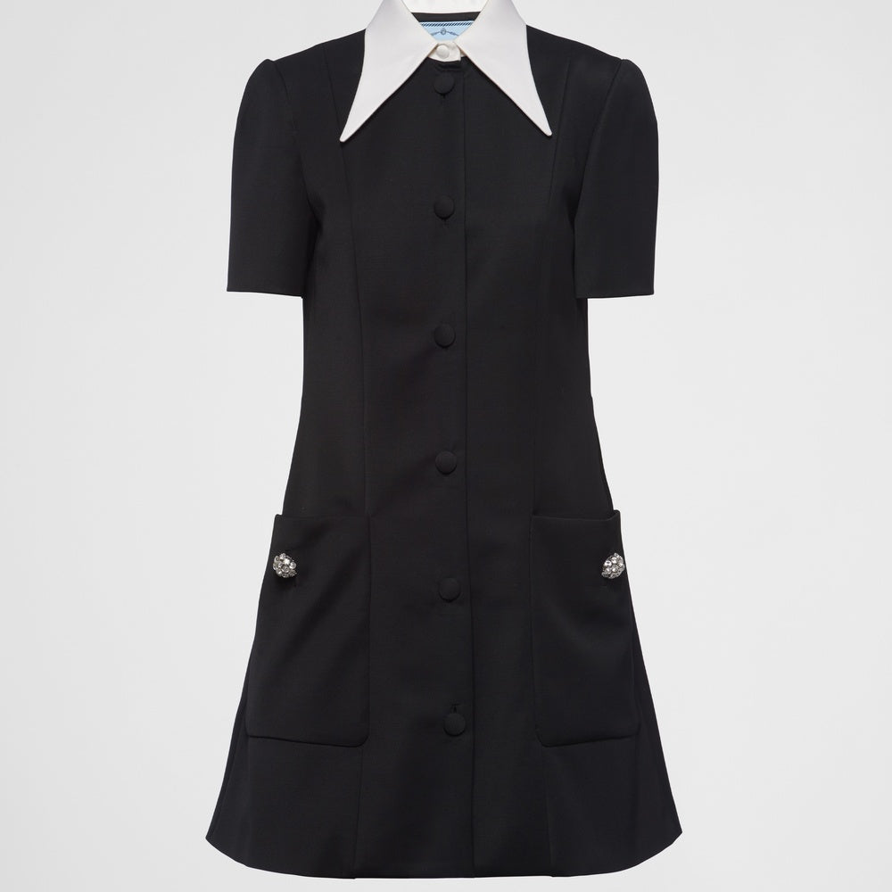 Satin wool mini-dress