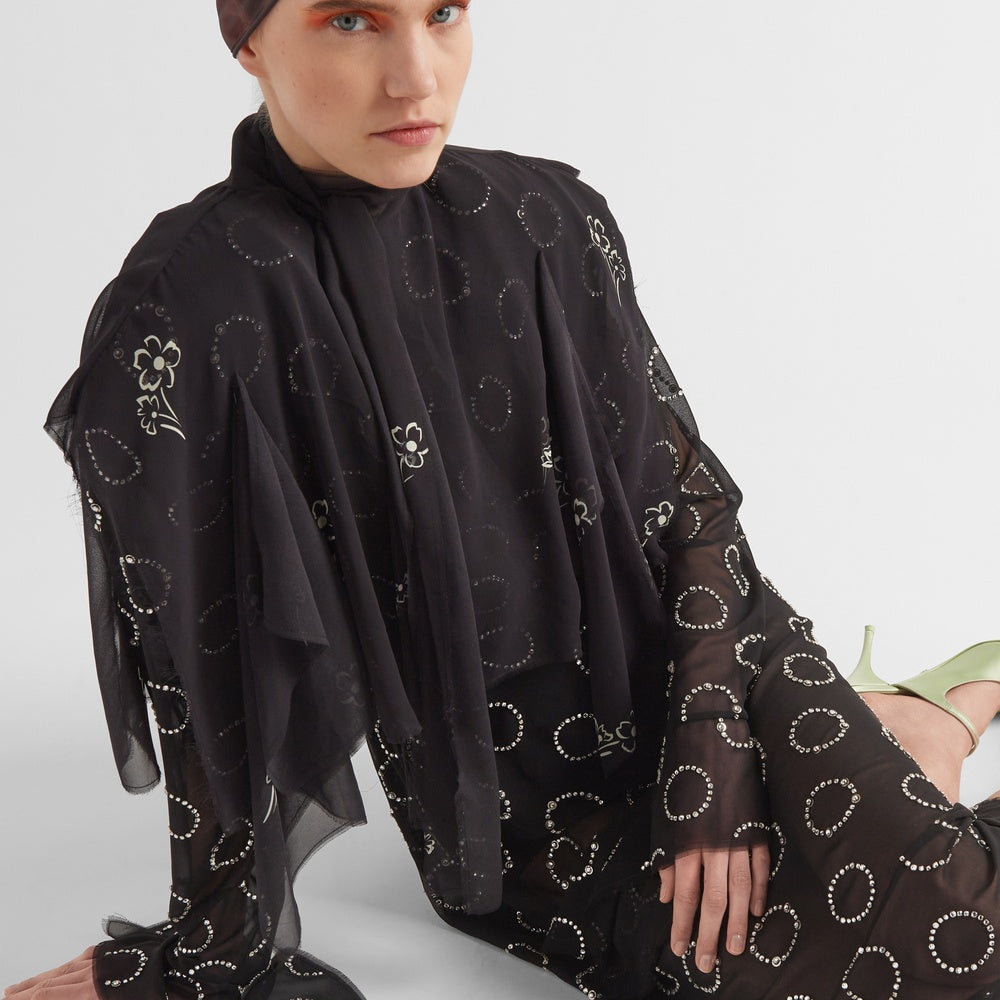 Embroidered georgette dress