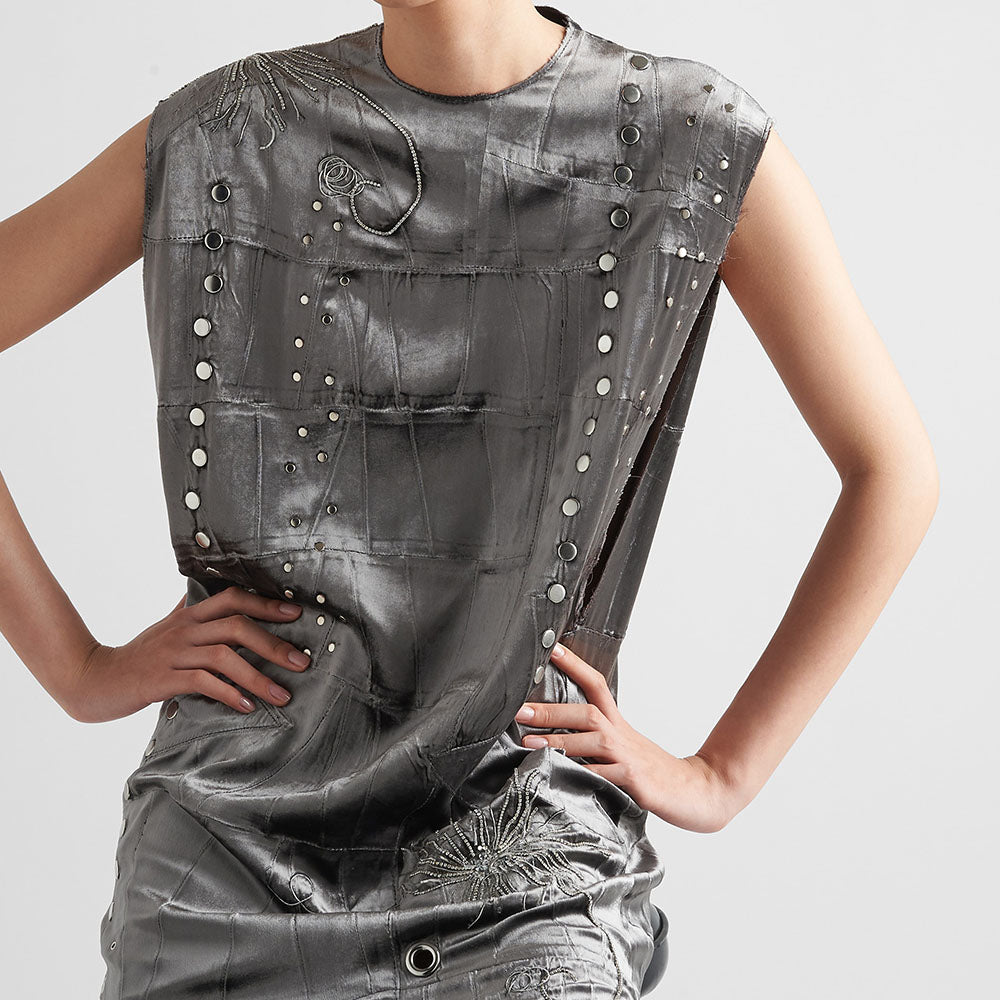 Embroidered velvet dress