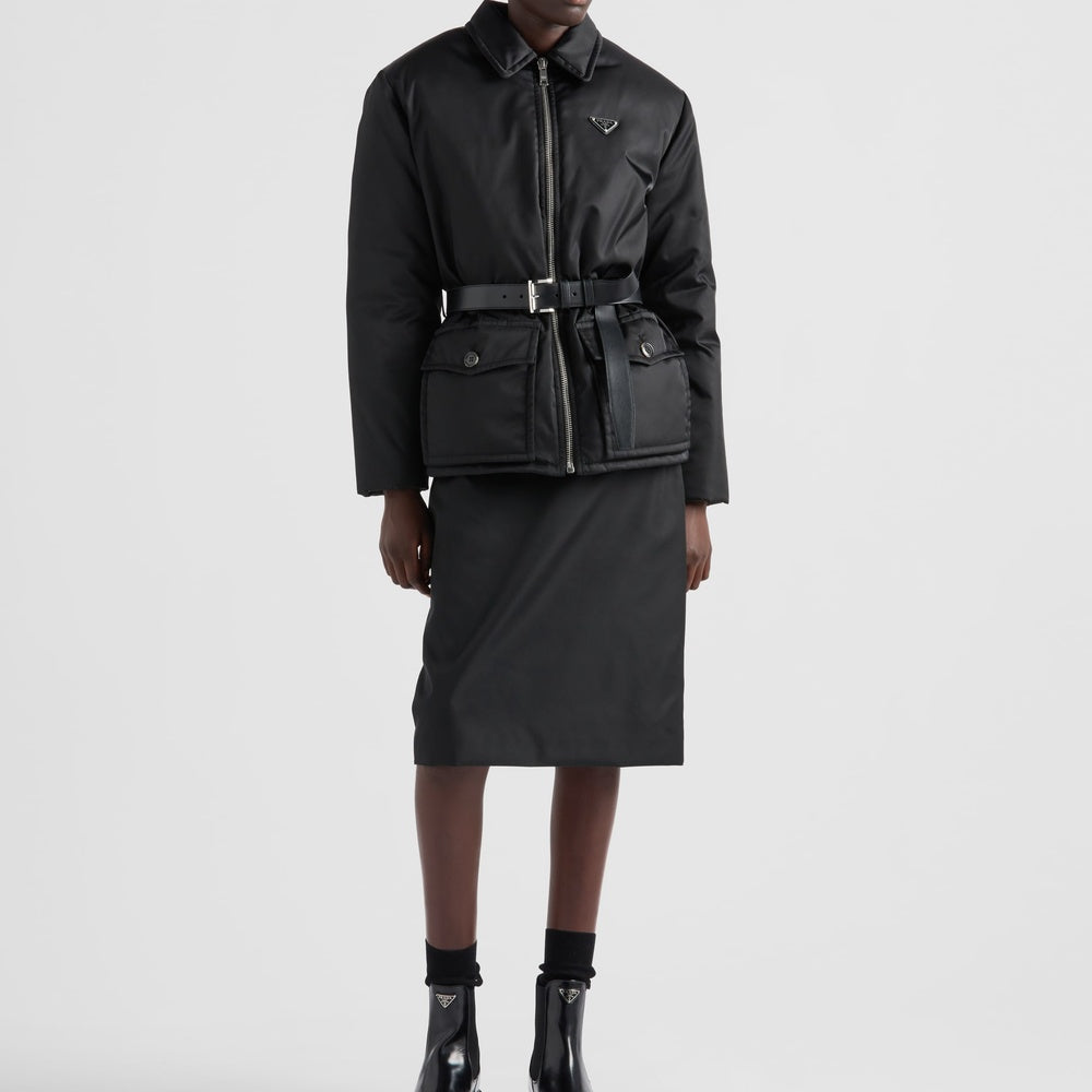 Re-Nylon down jacket with belt