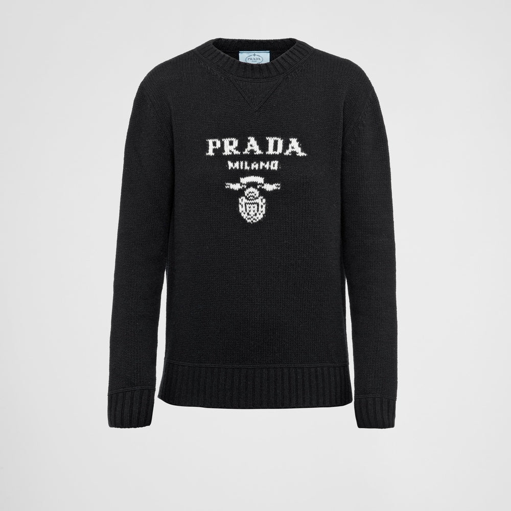 Cashmere and wool Prada logo crew-neck sweater