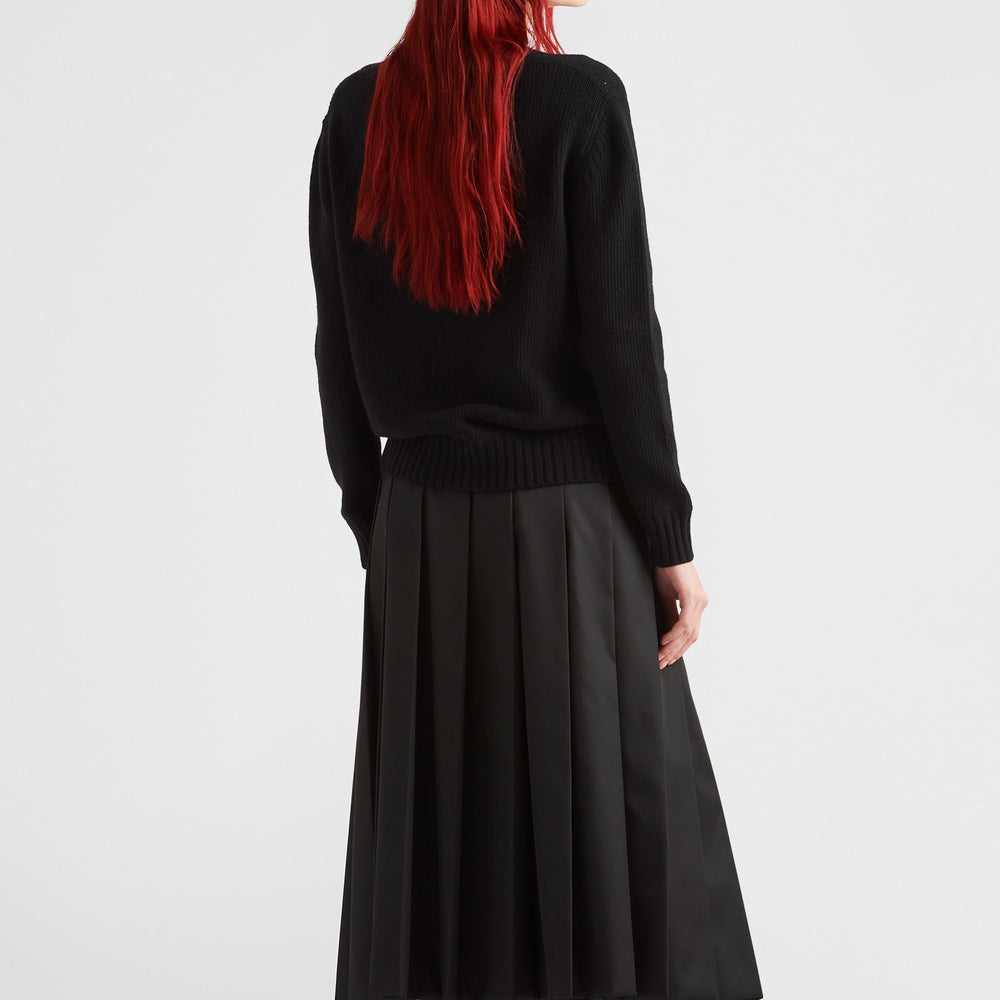 Cashmere and wool Prada logo crew-neck sweater