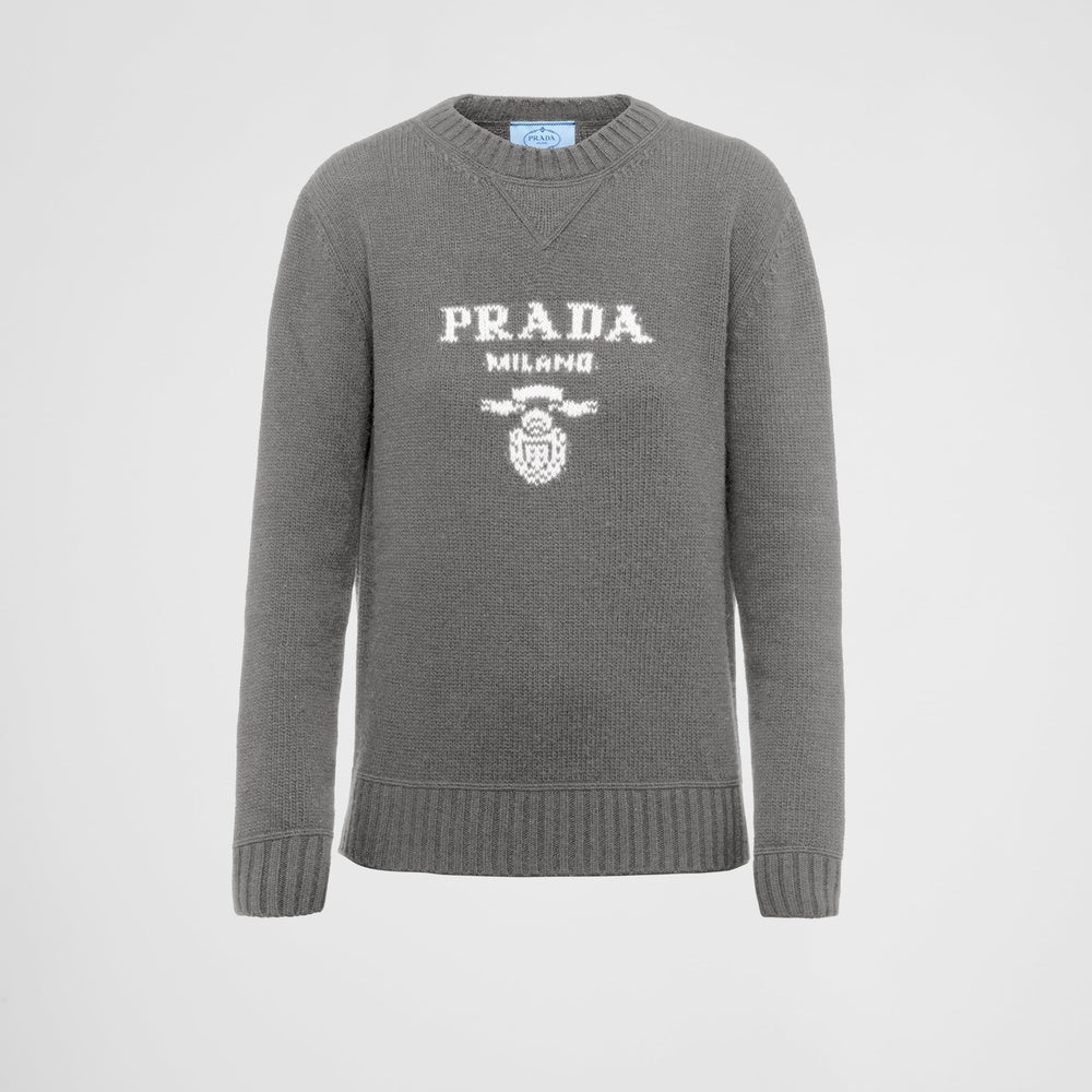 Cashmere and wool Prada logo crew-neck sweater