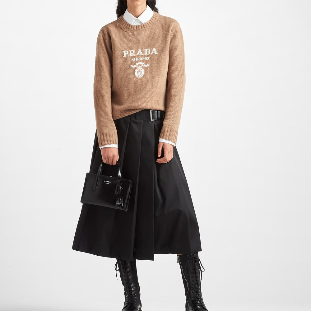 Cashmere and wool Prada logo crew-neck sweater