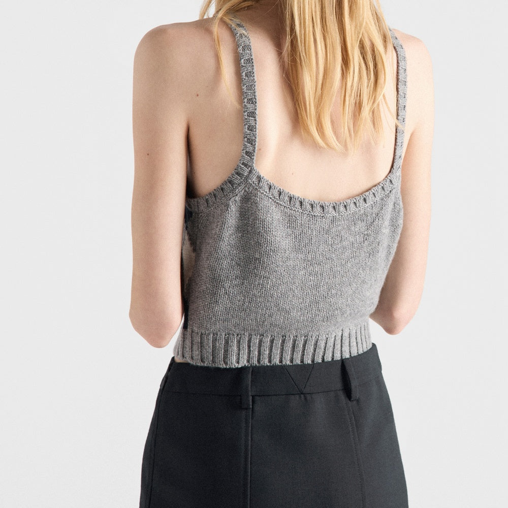 Argyle knit cashmere top