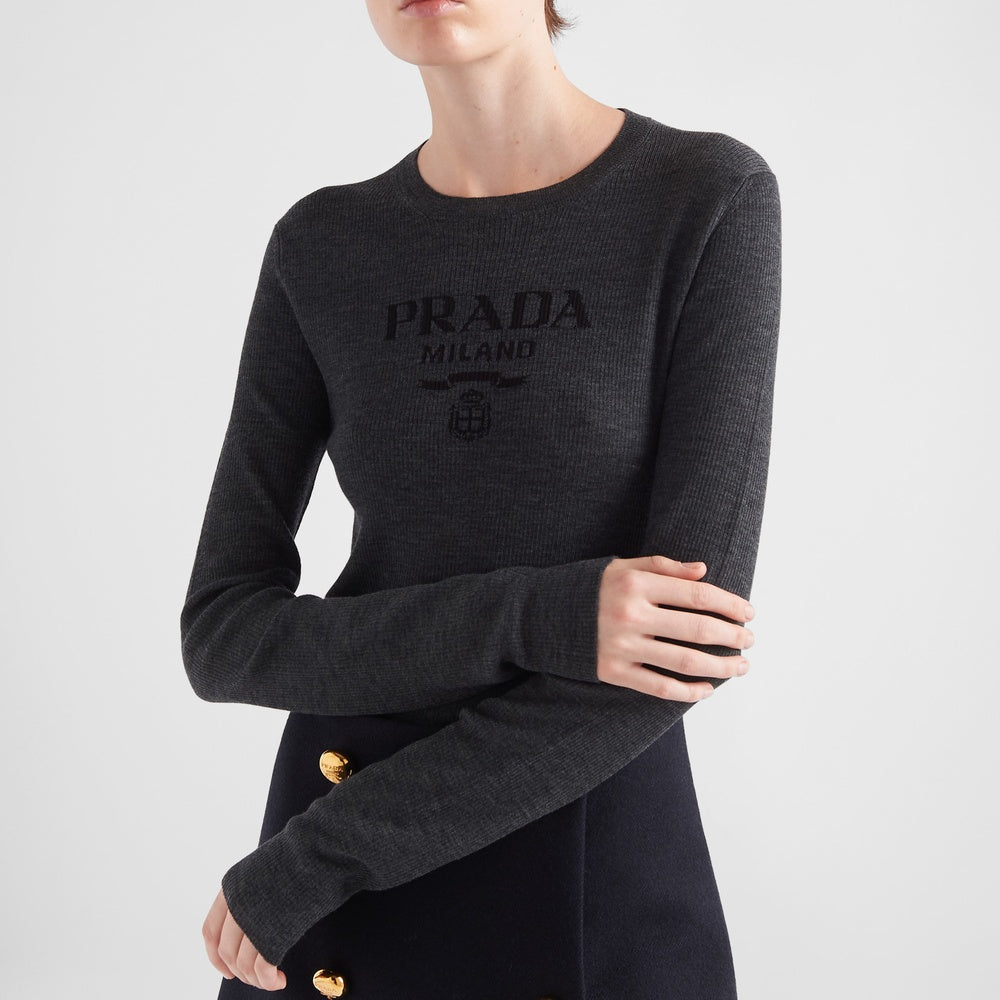 Superfine wool crew-neck sweater