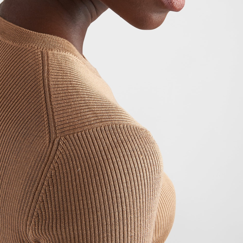 Cropped silk sweater with logo