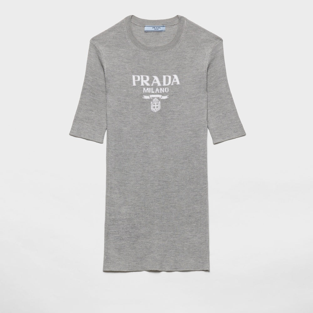 Silk crew-neck sweater with logo
