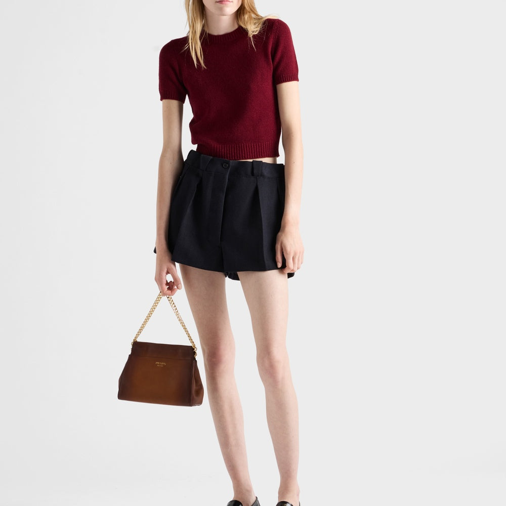 Short-sleeved cashmere sweater