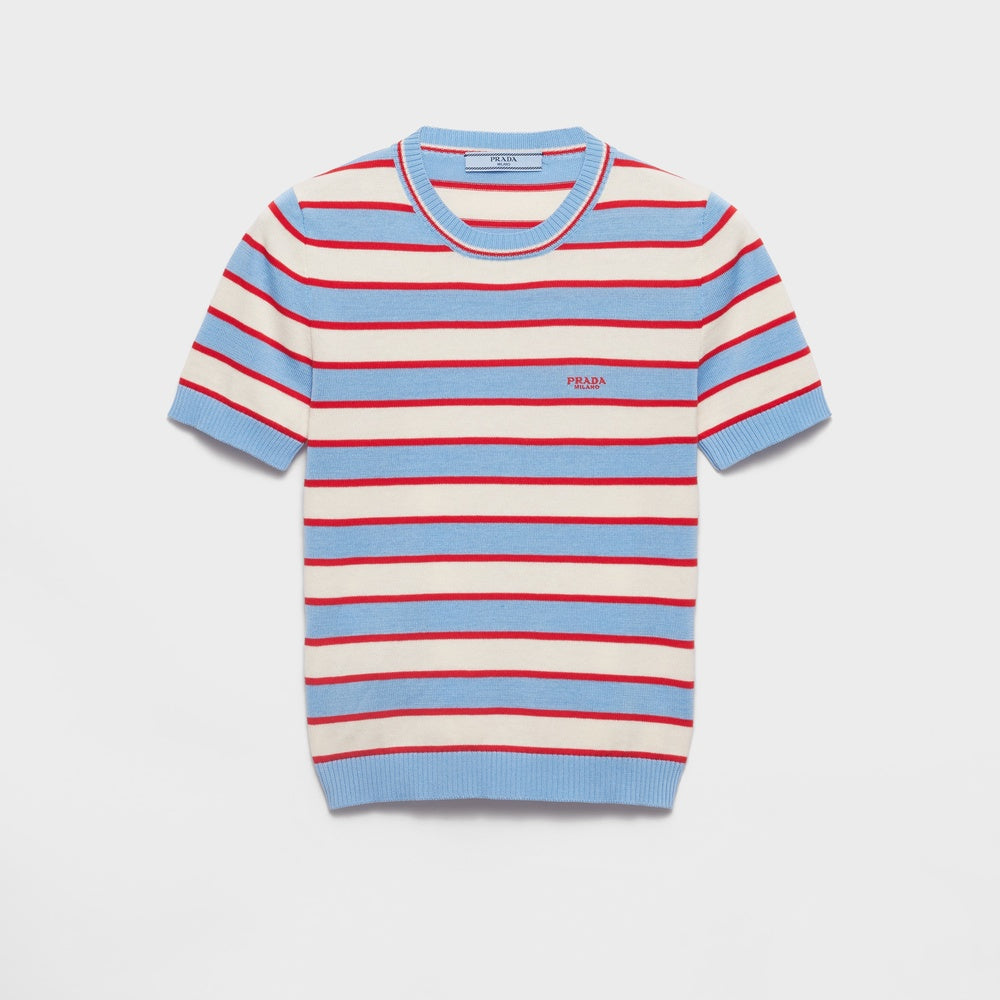 Striped crew-neck cotton sweater