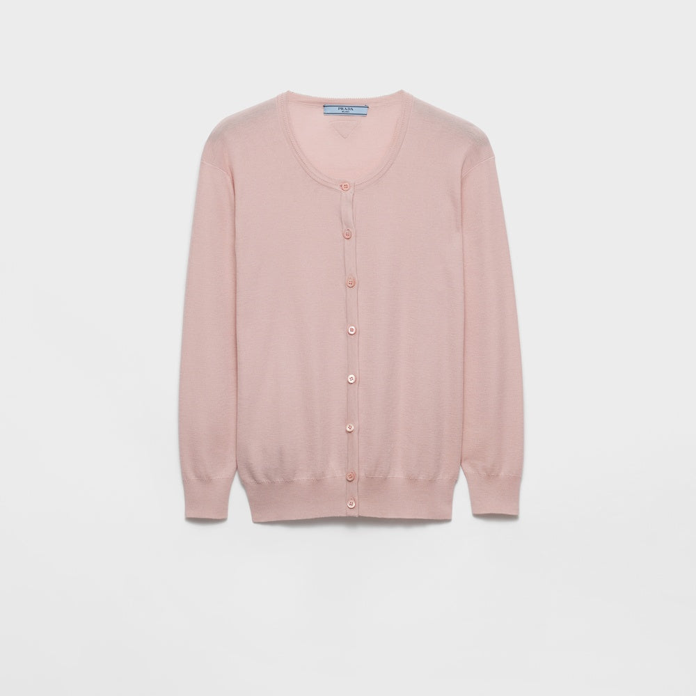 Cotton and silk knit cardigan