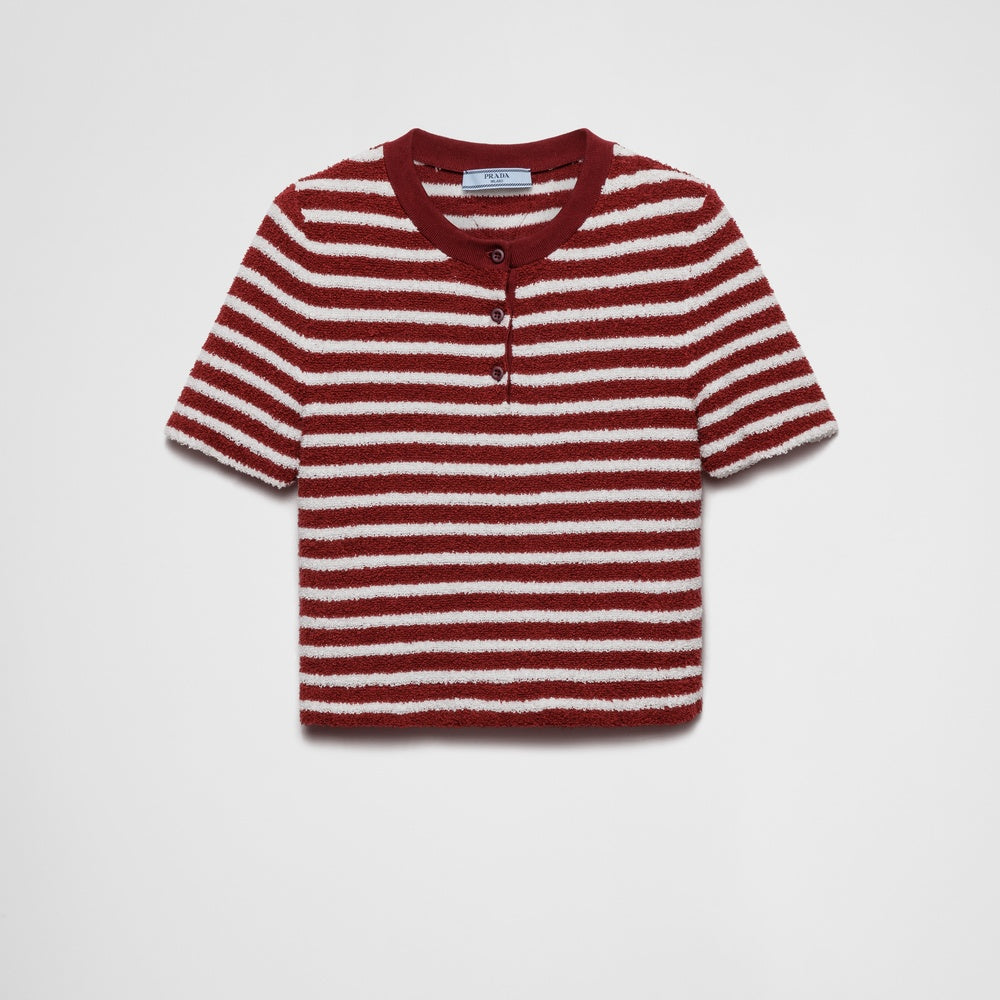 Cotton bouclé crew-neck sweater